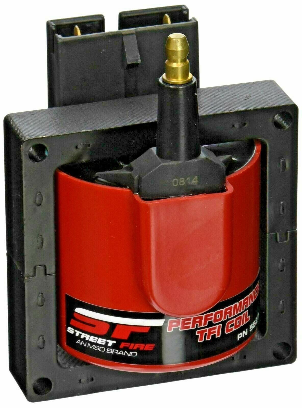 MSD 5527 Ignition Coil Street Fire E-Core Square Epoxy Red 48000V Ford TFI